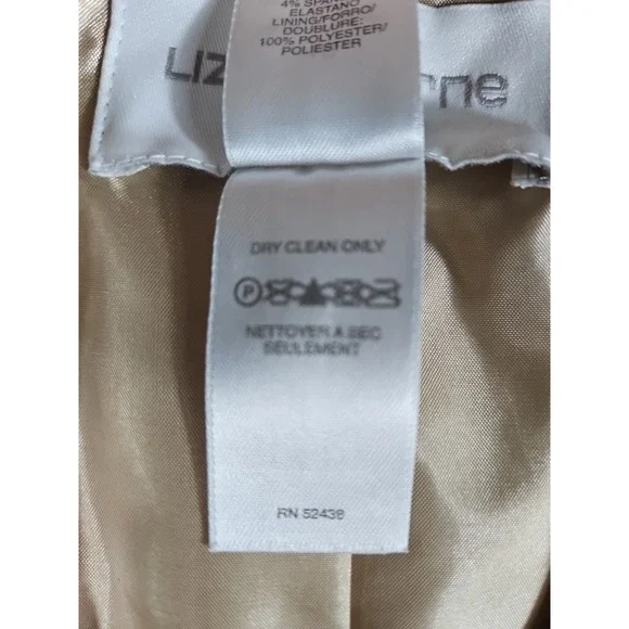 Liz Claiborne 2 Piece Womens Skirt Suit Size 10 3 Button Jacket Beige - Picture 8 of 16